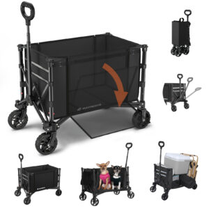 3 in 1 Collapsible Wagon, 120L & 220lbs, Black