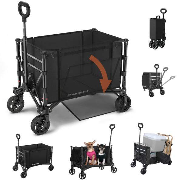 3 in 1 Collapsible Wagon, 120L & 220lbs, Black