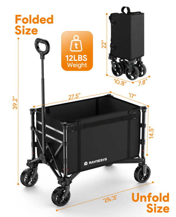 3 in 1 Collapsible Wagon, 120L & 220lbs, Black