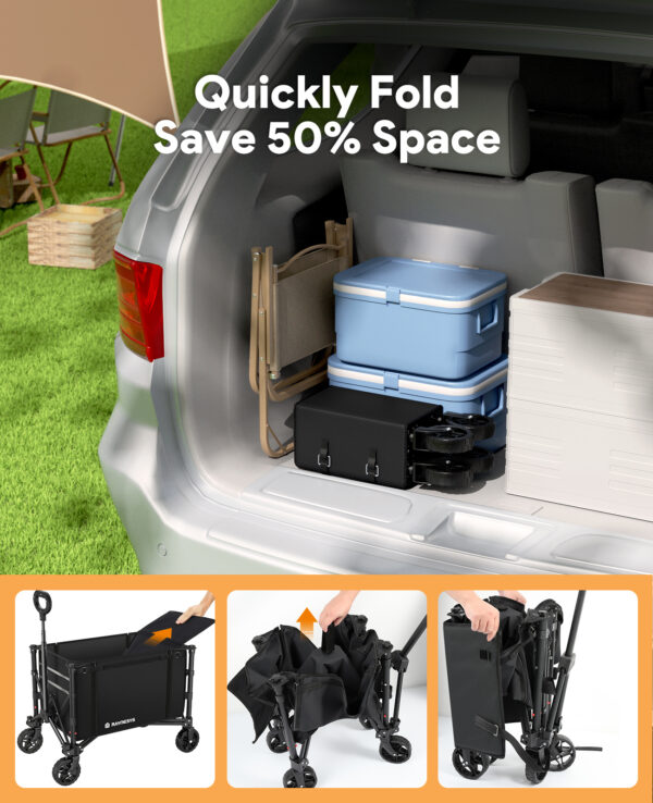 3 in 1 Collapsible Wagon, 120L & 220lbs, Black