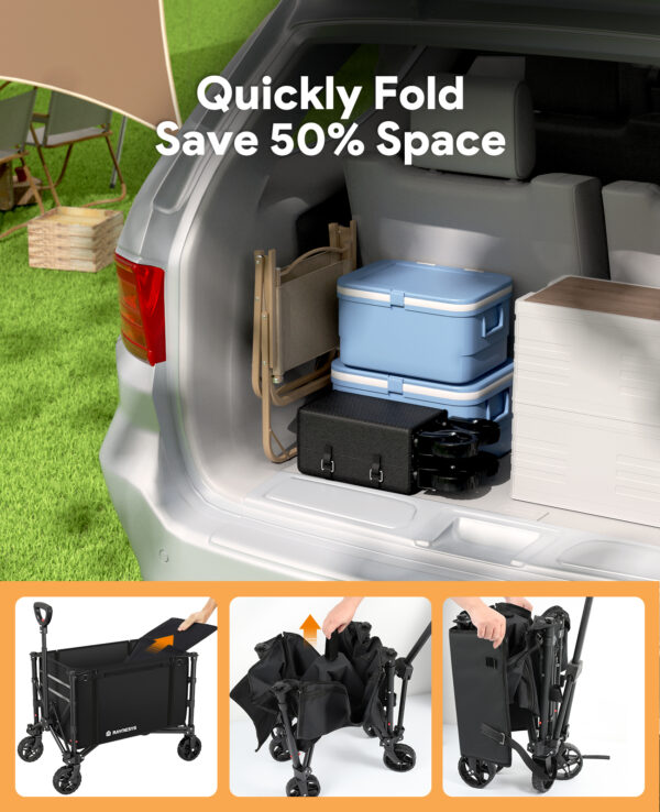 3 in 1 Collapsible Wagon, 120L & 220lbs, Black