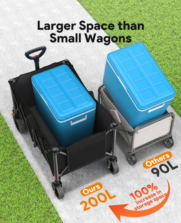 Utility Collapsible Wagon, 200L & 440lbs, Black