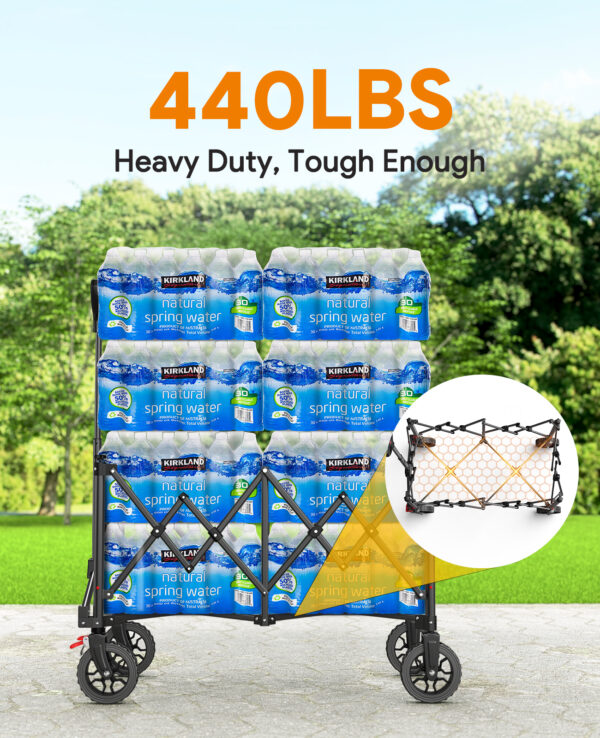 Utility Collapsible Wagon, 200L & 440lbs, Black