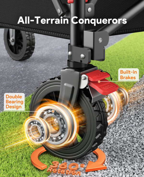 Utility Collapsible Wagon, 200L & 440lbs, Black