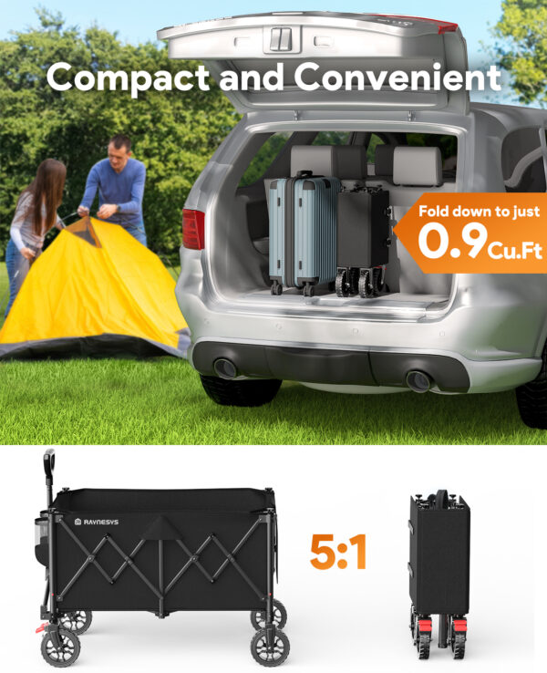 Utility Collapsible Wagon, 200L & 440lbs, Black