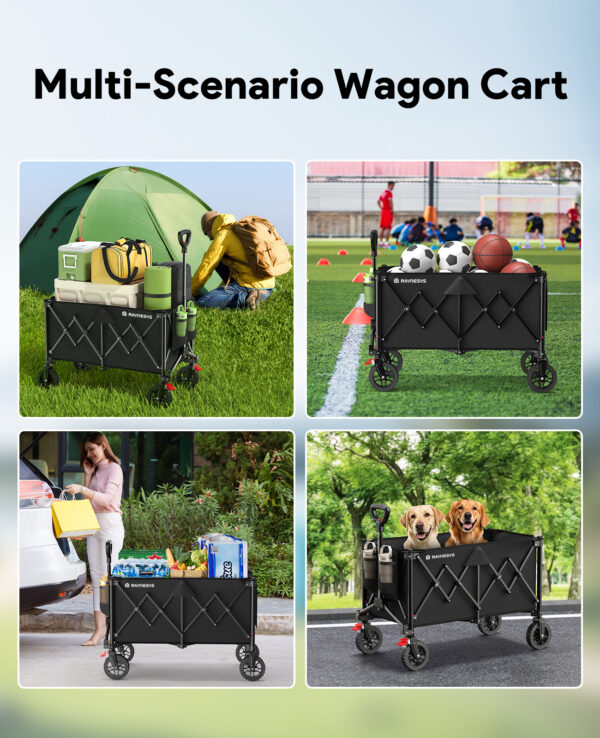 Utility Collapsible Wagon, 200L & 440lbs, Black