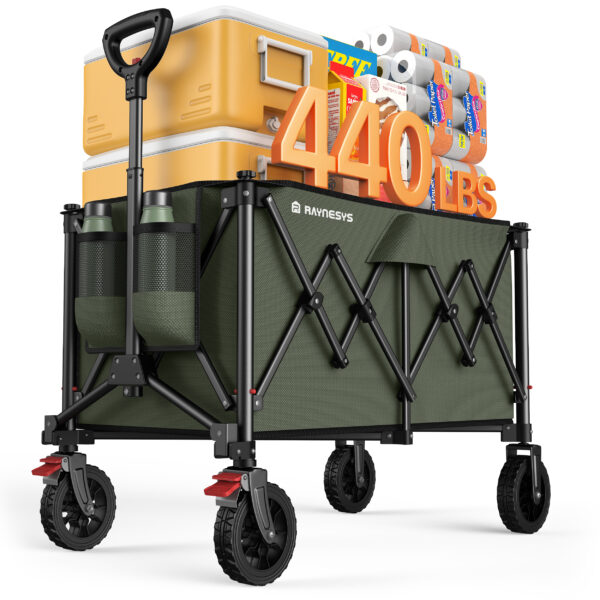 Utility Collapsible Wagon, 200L & 440lbs, Army Green