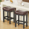 Counter Height Bar Stools Set of 2, 24 Inch, Brown+Black