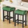 Counter Height Bar Stools Set of 2, 24 Inch, Forest Green
