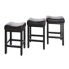 Counter Height Bar Stools Set of 3, 24 Inch, All Black