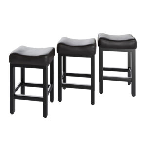 Counter Height Bar Stools Set of 3, 24 Inch, All Black