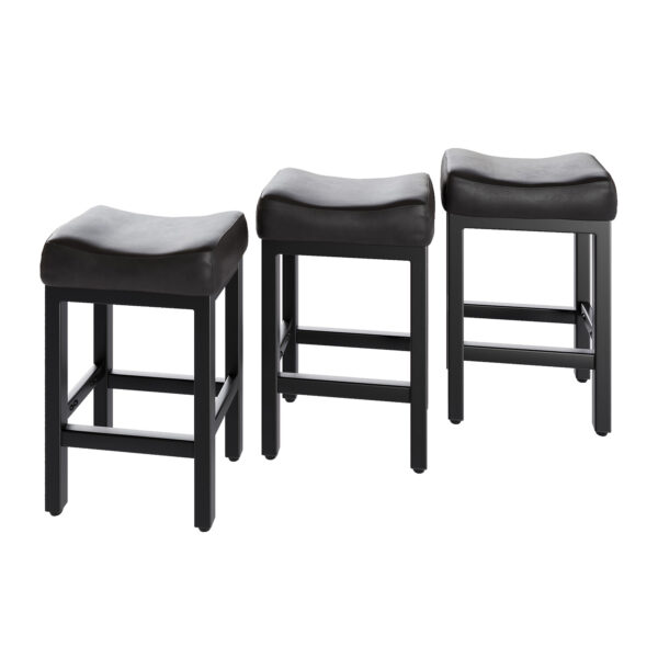 Counter Height Bar Stools Set of 3, 24 Inch, All Black