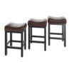 Counter Height Bar Stools Set of 3, 24 Inch, Brown+Black