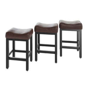 Counter Height Bar Stools Set of 3, 24 Inch, Brown+Black