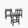 Counter Height Bar Stools Set of 3, 24 Inch, Grey+Black