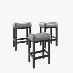 Counter Height Bar Stools Set of 3, 24 Inch, Grey+Black