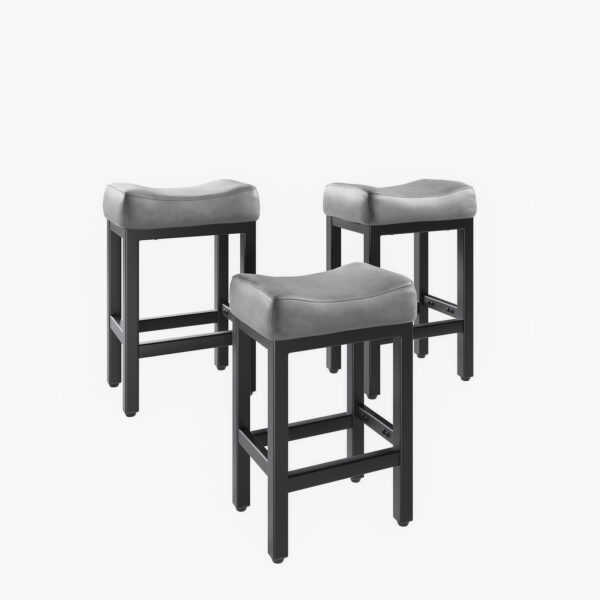 Counter Height Bar Stools Set of 3, 24 Inch, Grey+Black