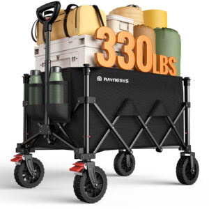 Heavy Duty Collapsible Wagon, 180L & 330lbs, Black