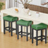 Counter Height Bar Stools Set of 3, 24 Inch, Forest Green
