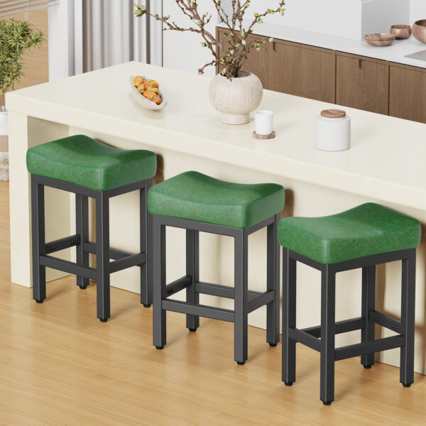Counter Height Bar Stools Set of 3, 24 Inch, Forest Green
