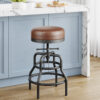 Industrial Vintage Adjustable Bar Stool, 22-29 Inch, Brown
