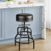 Industrial Vintage Adjustable Bar Stool, 22-29 Inch, Black