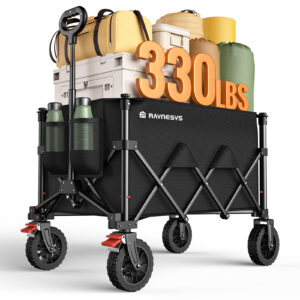 Heavy Duty Collapsible Wagon, 180L & 330lbs, Black