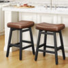 Kitchen Bar Stools Set of 2, 24 Inch, Brown+Black