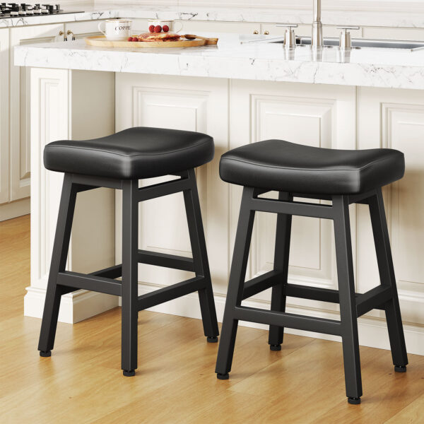 Kitchen Bar Stools Set of 2, 24 Inch, Black