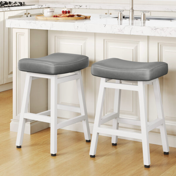 Kitchen Bar Stools Set of 2, 24 Inch, Grey+White