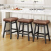 Kitchen Bar Stools Set of 3, 24 Inch, Brown+Black