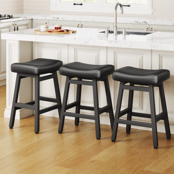 Kitchen Bar Stools Set of 3, 24 Inch, Black