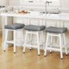 Kitchen Bar Stools Set of 3, 24 Inch, Grey+White