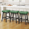Kitchen Bar Stools Set of 3, 24 Inch, Forest Green