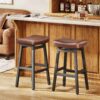 Kitchen Bar Stools Set of 2, 29 Inch, Brown+Black