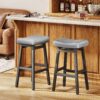 Kitchen Bar Stools Set of 2, 29 Inch, Grey+Black