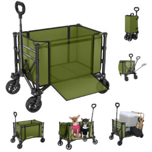 3 in 1 Collapsible Wagon, 120L & 220lbs, Army Green