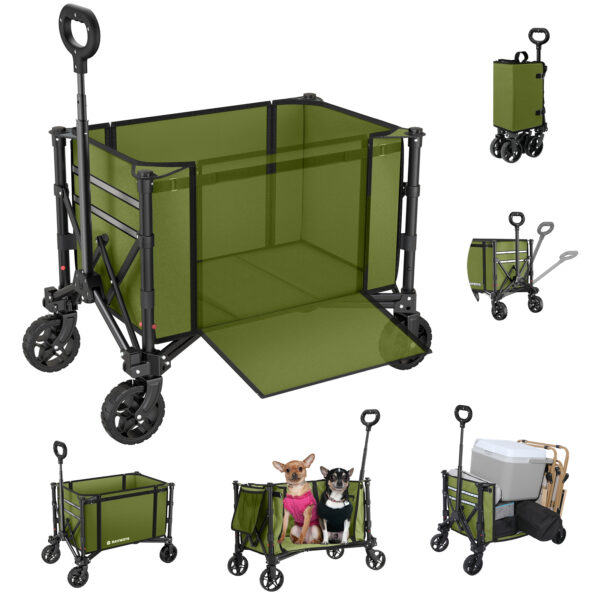 1-5 3 in 1 Collapsible Wagon, 120L & 220lbs, Army Green