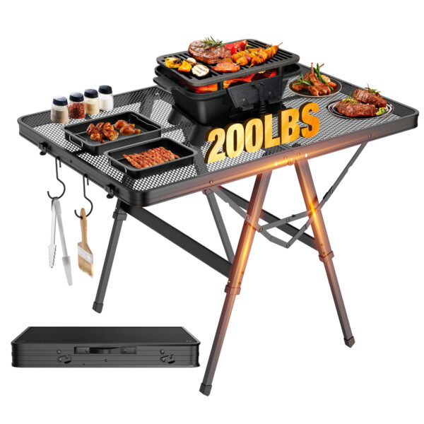 Folding Grill Table with Mesh Desktop, 200 LBS, L Size