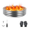 48 Inch Round Galvanized Fire Pit Ring, 4 Feet, Silver