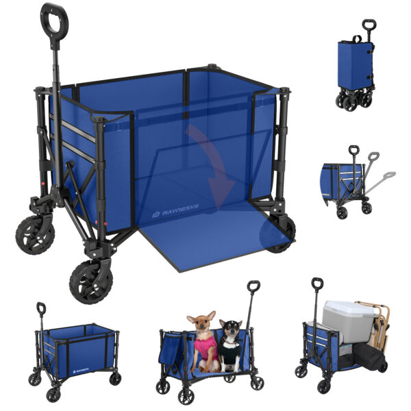 3 in 1 Collapsible Wagon, 120L & 220lbs, Indigo