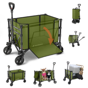 3 in 1 Collapsible Wagon, 120L & 220lbs, Army Green