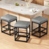Faux Leather Counter Stools Set of 3, 24 Inch, Grey