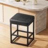 Faux Leather Counter Stool, 24 Inch, Black