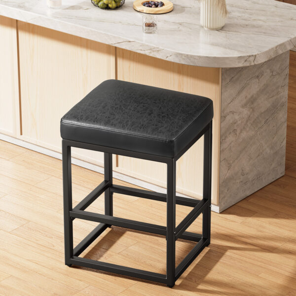 Faux Leather Counter Stool, 24 Inch, Black