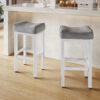 Counter Height Bar Stools Set of 2, 29 Inch, Grey+White