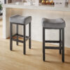 Counter Height Bar Stools Set of 2, 29 Inch, Grey+Black