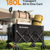 Heavy Duty Collapsible Wagon, 180L & 330lbs, Black