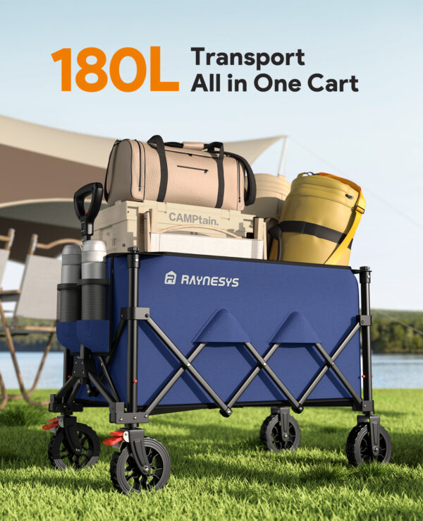 Heavy Duty Collapsible Wagon, 180L & 330lbs, Blue