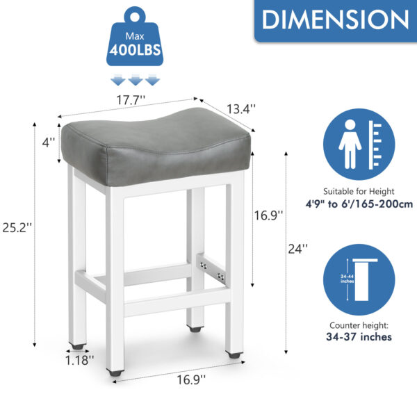 Counter Height Bar Stools Set of 3, 24 Inch, Grey+White